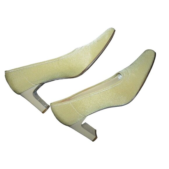 Liz Claiborne Beige Corporate 3 New York Stretch square Toe Sculpted Heel Pumps - Picture 6 of 11
